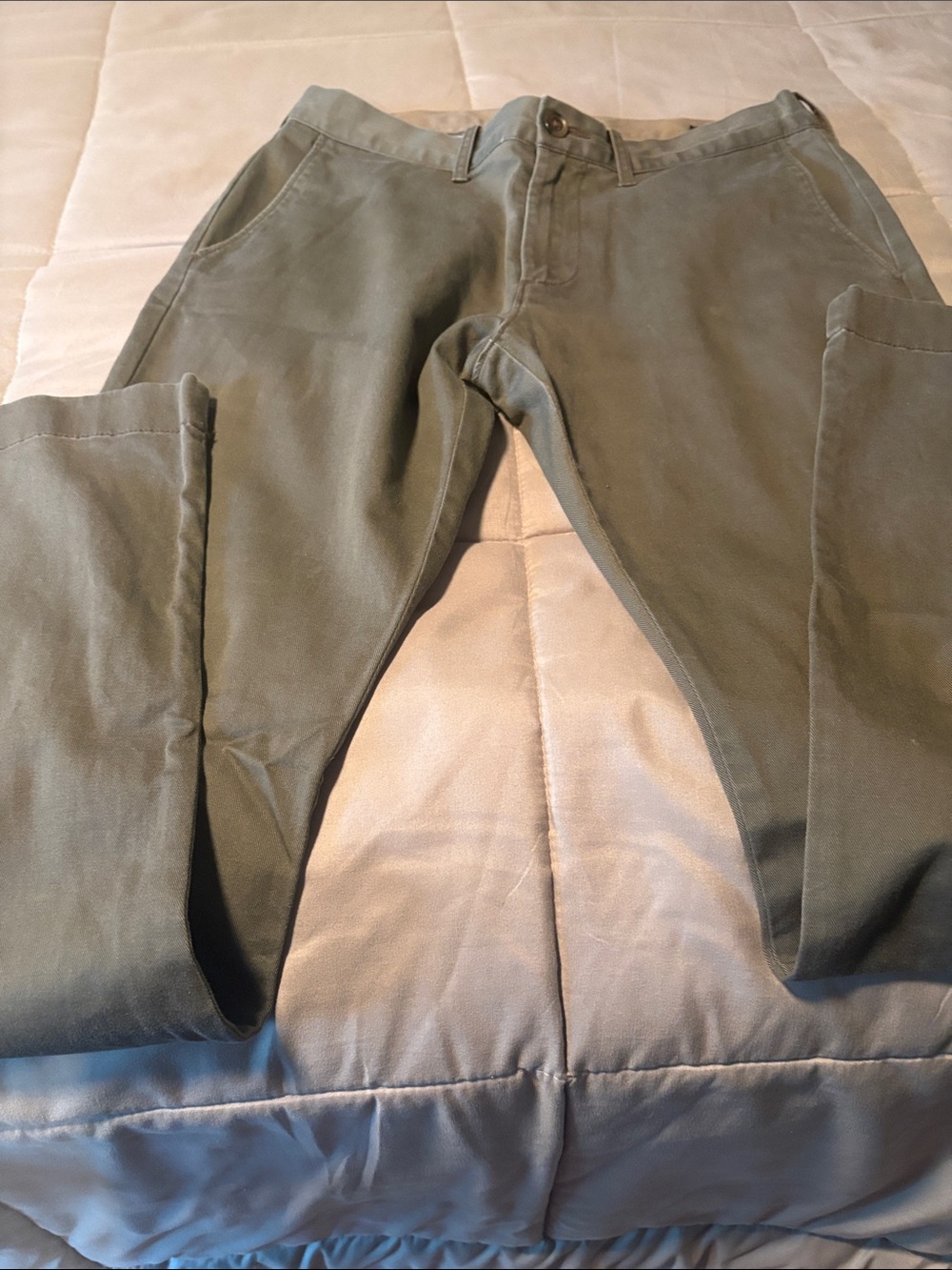 Men's J Crew Straight-Leg Pants in Olive Green
